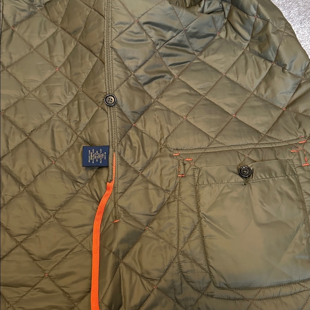 POLO Ralph Lauren Orange Hot Quilted Leather Trim Jacket EUC M - Picture 9 of 11